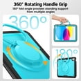thumbnail image 4 of Shockproof Case for Apple iPad 11th 10th Generation 2025 2022, Rugged Hybrid Protective Cover with Pencil Holder & Shoulder Strap Kids Friendly Rotating Stand Case for iPad 11th 10th Gen, Lightblue, 4 of 8