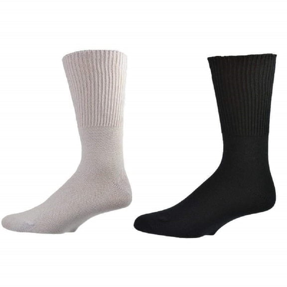 Sierra Socks Women's Health Wide Calf Cotton Crew, Non-Binding Comfort Fit, 2 Pair Pack