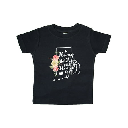 

Inktastic Rhode Island Home is Where The Heart is with Watercolor Floral Gift Baby Girl T-Shirt