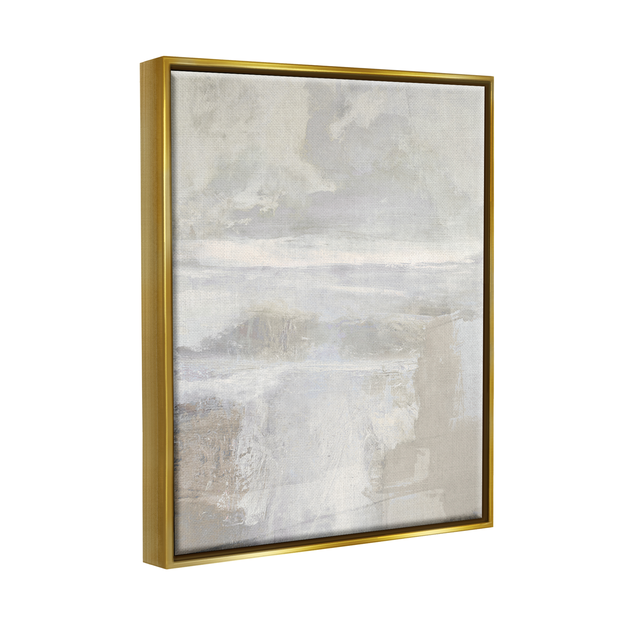 Stupell Industries Beige Abstract Composition Abstract Painting Gold Floater Framed Art Print Wall Art, 25 x 31