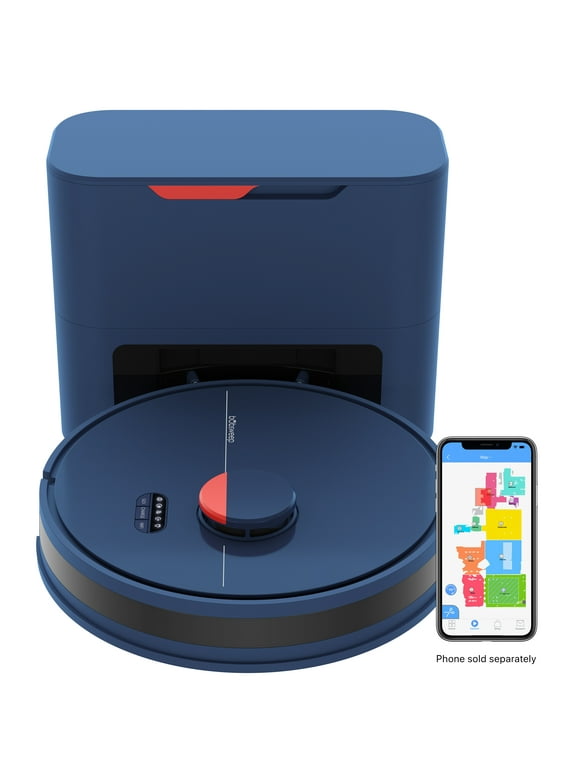 bObsweep Dustin Wi-Fi Connected Self-Emptying Robot Vacuum and Mop, Navy