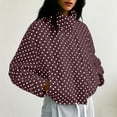 thumbnail image 2 of Yutgune Women's Cropped Polka Dots Jacket Zip up with Pockets Stand Collar Bomber Jacket Fall Workout Outerwear, 2 of 8