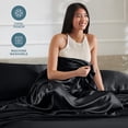 thumbnail image 4 of Bare Home Luxury Poly Satin Sheet Set for Hair and Skin, 15” Deep Pockets, Twin, Black, 4 of 10