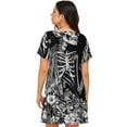 thumbnail image 2 of Bixox Gothic Skull Floral Art Pattern Women's Nightgown, Soft & Breathable Sleepwear, Round Neck Knee-Length Pajama Dress,Loungewear for Home & Sleep, 2 of 7
