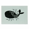 thumbnail image 1 of Enjoy the Little Things Cutting Board, Ocean Whale Silhouette with Leaves Brush Lettering, Decorative Tempered Glass Cutting and Serving Board, Small Size, Pale Grey White, by Ambesonne, 1 of 1