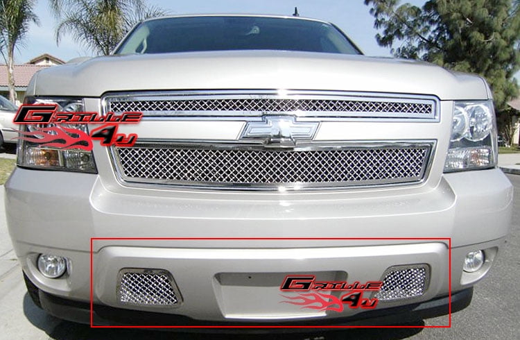 Topline Autopart Black Mesh Front Hood Bumper Grill Grille Guard ABS For 2007-2014 Chevy Tahoe/Suburban/Avalanche