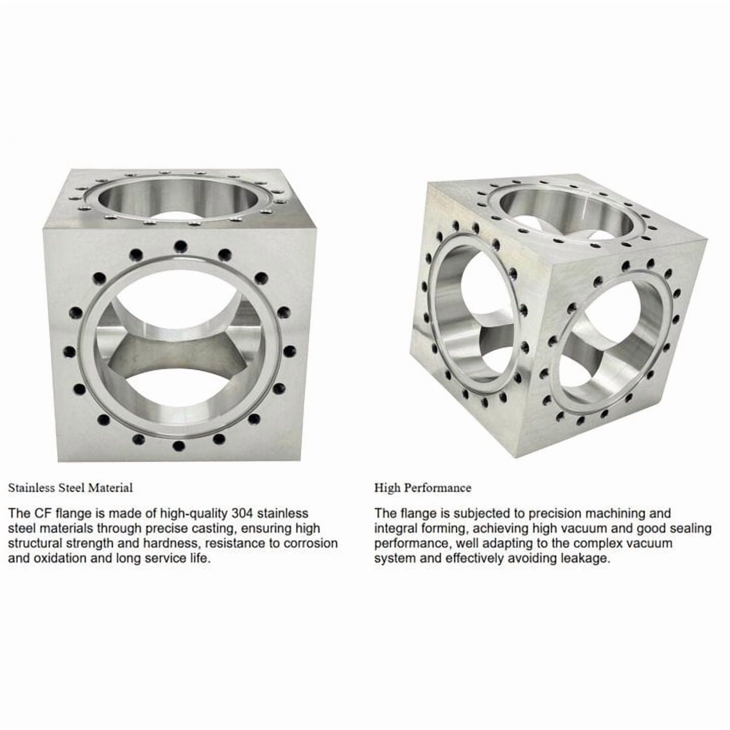 M8 Conflat UHV 6-Way Cube Flange Ultra High Vacuum Chamber 304SS CF100