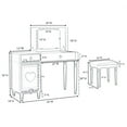 thumbnail image 2 of Poundex Furniture Wood Vanity Set with Stool and Mirror in Silver, 2 of 11