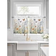 thumbnail image 2 of Half Window Curtain 36 Inches Long, Spring Floral Window Treatment Curtain Drapes, Butterfly Summer Botanical Watercolor Flowers Small Tier Curtains for Bathroom Over Sink, 27.5"x36", 2 Panels, 2 of 7