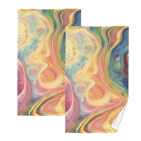 Ryvnso Tie Dye Colorful Cotton Hand Towels Sets Face Towel 2 PCs Bathroom Decorative