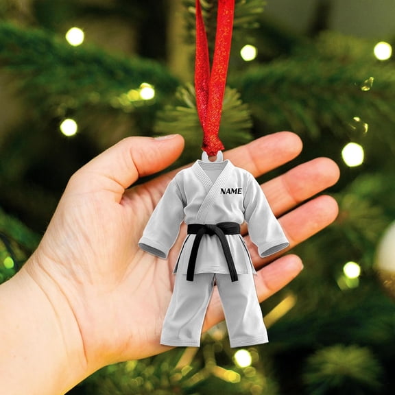 Personalized Karate Ornament Karate Uniform Ornaments Gifts for Karate Lovers Karate Gift Christmas Ornament 2025 Taekwondo Ornament Jiu Jitsu Ornament Gift for Karate (KRT18) - 3158 (White)