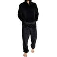 thumbnail image 4 of Stamzod Winter Mens Pajamas Set 2 Piece Long Sleeve Pullover Hoodies and Pajama Pants Set Casual Warm Flannel Pajamas for Men Black M, 4 of 7