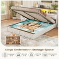 thumbnail image 6 of Farmhouse Full Size Bed Frame with Lift Up Storage & Bookcase Headboard - Wood Platform Bed with USB Charging Station, LED Lights, No Box Spring Needed, White, 6 of 9