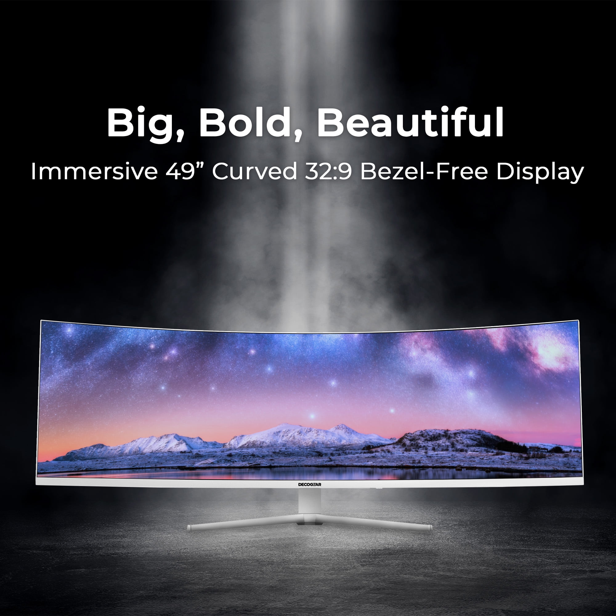 Deco Gear 49” White Curved Ultrawide Monitor, 144Hz, HDR, 3840×1080, HDMI 2.1, DP 1.4, Gaming & Work