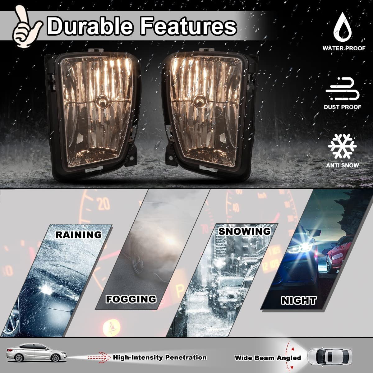 For 2013-2018 Dodge Ram 1500 Fog Lights Bumper Driving Lamps Clear Lens Pair