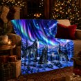 thumbnail image 3 of Howling Wolves Northern Lights Wilderness, Peaceful Mountain Lake Scene, Warm Flannel Blanket for Cabin and Lodge, Outdoor Lovers Camping Gift, Rustic Home Decor, 3 of 9