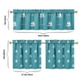 thumbnail image 6 of Kitchen Curtains 24 Inch Short - 3 Panel Set, Nautical Anchor Lighthouse Coastal Design, Rod Pocket Window Curtain for Beach House, Marine Ocean Wave Pattern, Easy Wash, 6 of 6