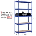 thumbnail image 2 of Industrial Strength 5-Tier Shelving Unit, Boltless Metal Storage Rack for Kitchen Garage Warehouse, 35.5 x 16 x 71 Inch, Blue, 2 of 5