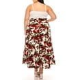 thumbnail image 3 of Women's Plus Size Floral Print Solid Flare A-line Midi Skirt with Elastic Waistband, 3 of 6