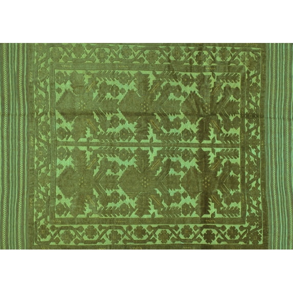 Ahgly Company Indoor Rectangle Southwestern Turquoise Blue Country Area Rugs, 7' x 9'