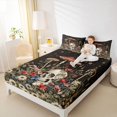 thumbnail image 3 of Homewish Vintage Spooky Skull Queen Sheets,Halloween Queen Sheet Sets,Daisy Flower Mushroom Bed Set,4pcs,1 Flat Sheet, 1 Fitted Sheet and 2 Pillowcases, 3 of 6