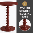 thumbnail image 5 of Ergode Round Accent Table – Red Pedestal Side Table with Turned Base – Compact & Stylish End Table for Living Room or Bedroom, 5 of 7