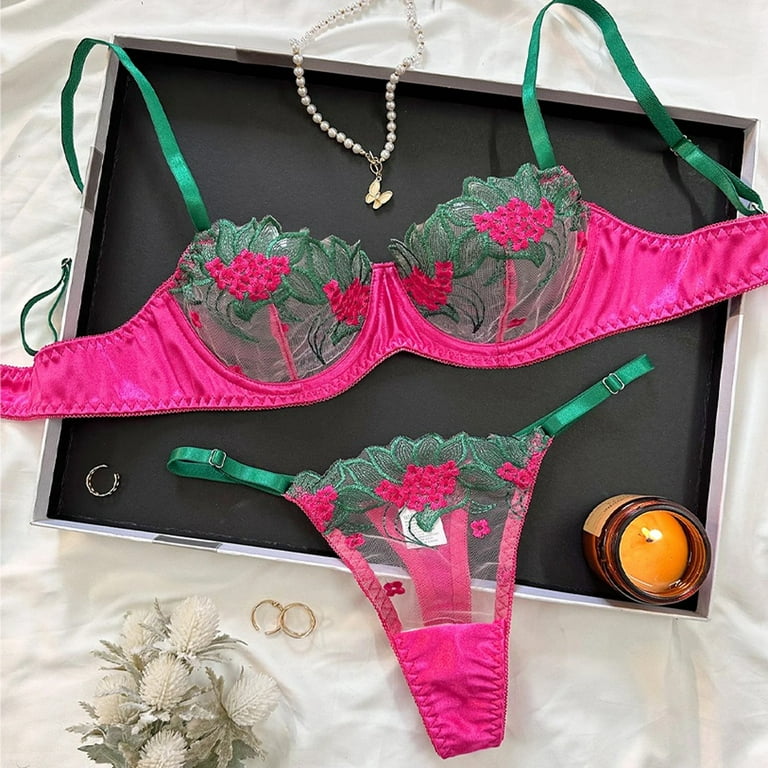 Women Fancy Lingerie Floral Lace Bra Set Underwear Sexy Erotic