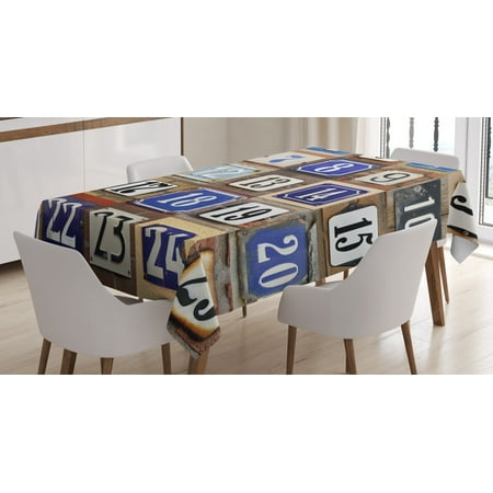 

Number Tablecloth Collage of House Numbers 1 to 25 Urban Building City Style Street Architecture Print Rectangular Table Cover for Dining Room Kitchen 60 X 84 Inches Multicolor by Ambesonne