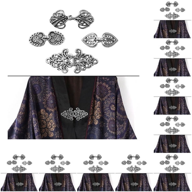 Qarigey 4 Uds sujetador de chal de aleación Medieval coser Clips de cárdigan celta para niña mujer plata 10piezas Plata 4 piezas