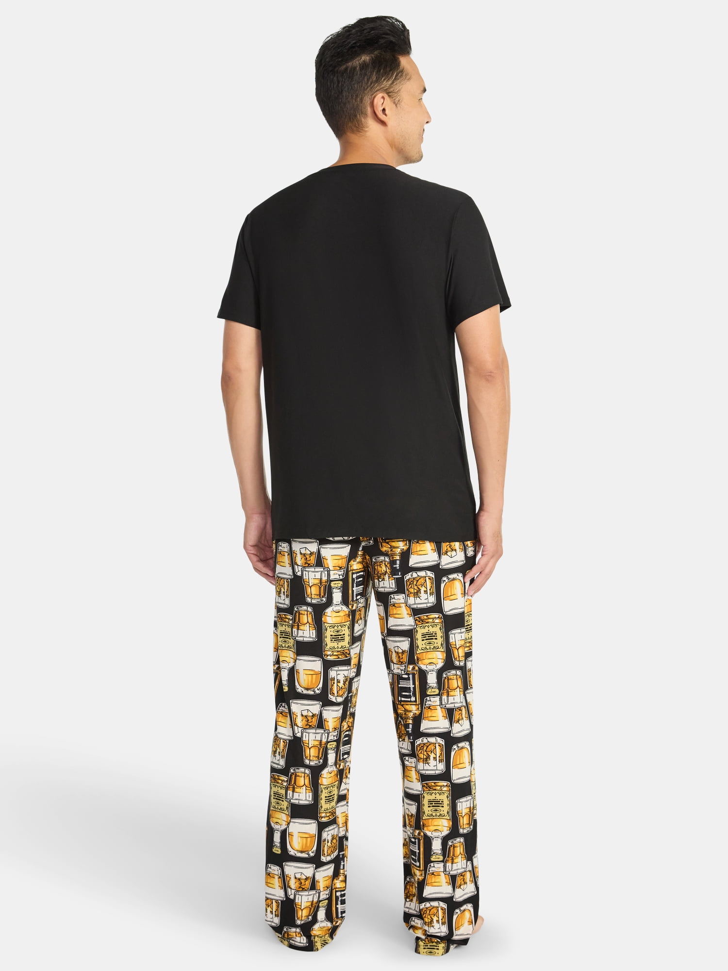 Fox + Badger Mens Short Sleeve Top and Pajama Pant 2-Piece Sleep Pajama Set, Sizes S-XXL