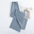 thumbnail image 2 of Pantalones vaqueros de tul ligeros y sencillos para mujer, pantalones de campana drapeados con cintura elástica para primavera y verano, pantalones vaqueros elásticos de moda, 2 of 4