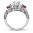 thumbnail image 3 of Pompeii3 2 1/2ct Emerald Diamond Halo Vintage Ruby Engagement Ring 14k White Gold, 3 of 5