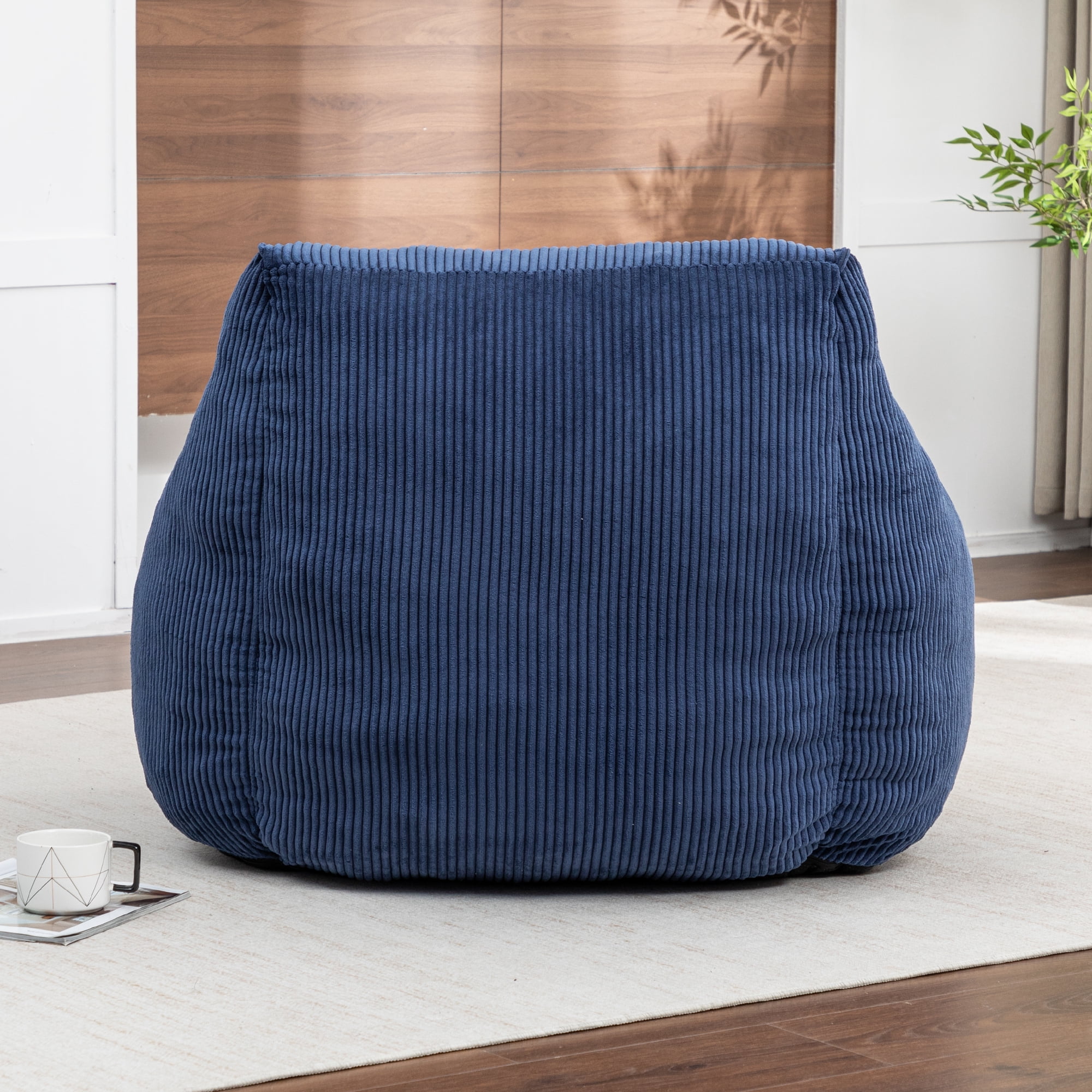 Jopath Giant Bean Bag Chair,Comfy Corduroy Large Bean Bag Chair Sofa with Armrests for Adults Teens,Lazy Sofa Couch Chairs with Filler Included for Bedroom Living Room,Dark Blue