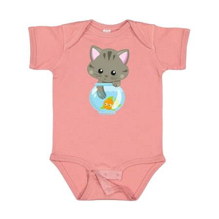

Inktastic Cute Cat Little Cat Kitty Kitten Fish Bowl Gift Baby Girl Bodysuit