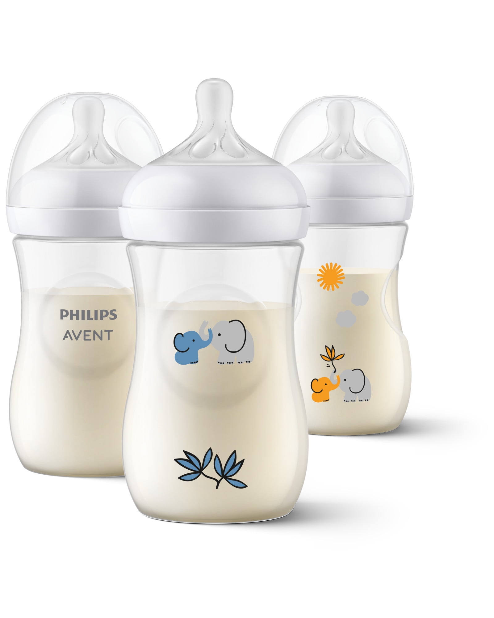 aflevering knecht Jet Philips Avent Natural Baby Bottle with Natural Response Nipple, with Blue  Elephant Design, 9oz, 3pk, SCY903/63 - Walmart.com
