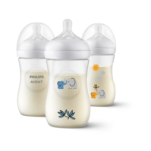 meer Continu verfrommeld Philips Avent Natural Baby Bottle with Natural Response Nipple, with Blue  Elephant Design, 9oz, 3pk, SCY903/63 - Walmart.com
