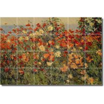 Ceramic Tile Mural-Childe Hassam Garden Wall Tile Mural 27. 25.5" w x 17" h using (24) 4.25 x 4.25 ceramic tiles