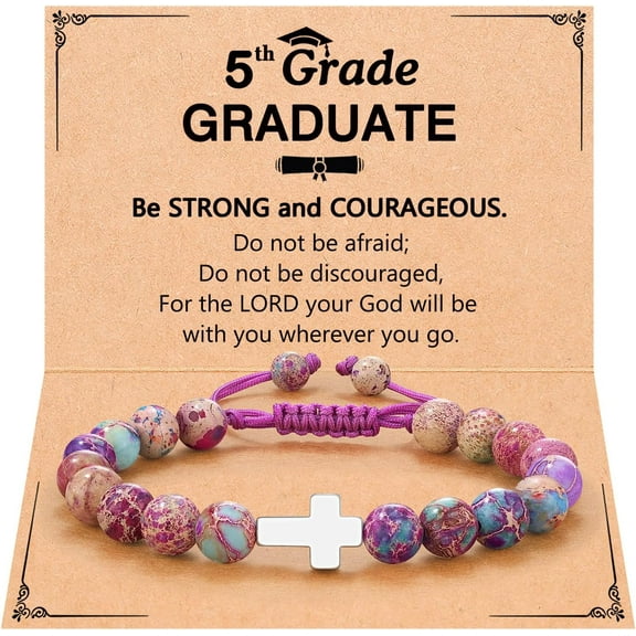 Cross Bracelet for Girls Baptism Communion Confirmation Gifts, Kindergarten/Preschool/5th Grade/8th Grade Graduation Gifts