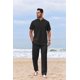 thumbnail image 3 of Conjunto de camisas Henley y pantalones de playa casuales de algodón de 2 piezas para hombre, 3 of 8
