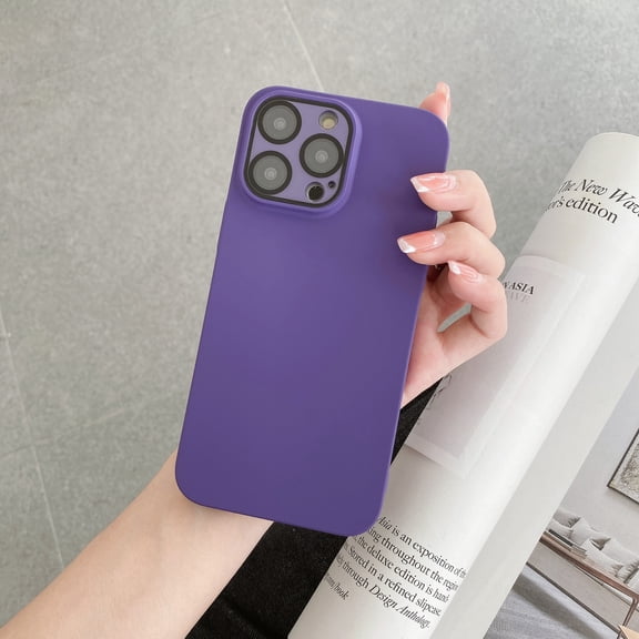 for iPhone 15 Pro Max Case with Lens Protective Film, Drop Protection Shockproof Case, Full Camera Lens Protector Lightweight Slim Frosted Matte Phone Cover for iPhone 15 Pro Max, Darkpurple