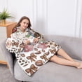 thumbnail image 5 of Oversized Wearable Blanket Hoodie,Football Patchwork Pattern Sherpa Blanket Hoodie with Super Pockets,Super Warm Fuzzy Pullover for Women & Men, 5 of 6