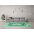 thumbnail image 3 of Ahgly Company Indoor Square Medallion Turquoise Blue Traditional Area Rugs, 4' Square, 3 of 4