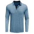 thumbnail image 4 of ZCFZJW Men's Long Sleeve Shirt Solid Color 1/4 Button Down Casual Regular Fit Golf Shirts Lapel Collared Sweatshirts Tops with Pockets Light Blue XL, 4 of 5