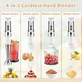 thumbnail image 5 of Cordless Hand Blender 4-in-1 Rechargeable Immersion Handheld Blender, 21 Variable Speeds, 3-Angle Adjustable with 700ml Chopper, 700ml Beaker, Egg Whisk and Beater for Smoothies, Soup, Baby Food, 5 of 7