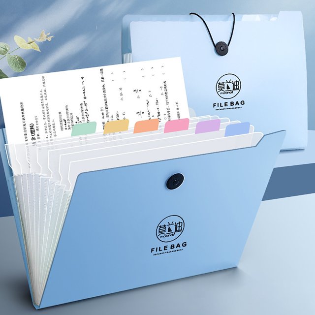Expandable Accordion File Organizers with 12 Pockets: Stylish Paper Organizers for Work School Home & Document Management 12-Grid Blue Morandi Folder J