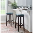 thumbnail image 4 of Linon Claridge 32.25" Backless Indoor Wood Bar Stool, Dark Brown/Blue Faux Leather, 1 Stool, 4 of 15