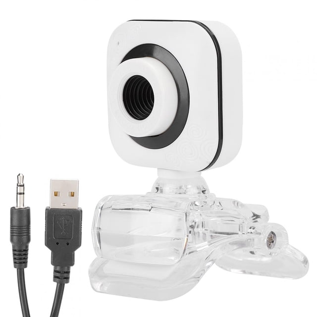 Micrófono incorporado Cámara de computadora Cámara web Accesorio para PC 480P Blanco con clip transparente