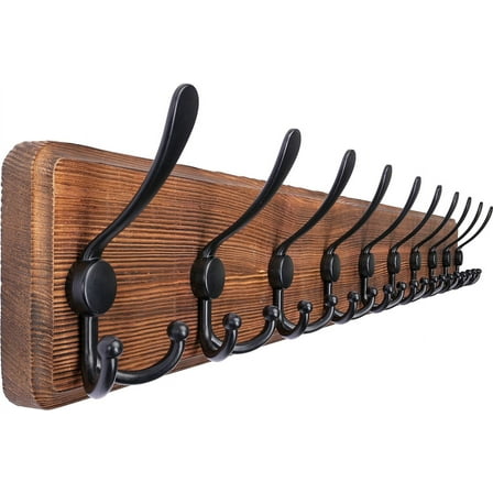 Country Style Large Coat Rack Wall Mounted - 38.6 Inch Long Coat Rack, Wooden Coat Rack Hooks