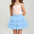 thumbnail image 5 of hoksml Girls Back to School Tiered Ruffle Skirt, Elastic Waist Layered Mini Skirt with Built-in Shorts for Kids, 5 of 9