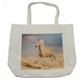thumbnail image 1 of Horses Shopping Bag, Palomino Horse in Sand Desert Blonde Male Hair Power Wild Animal, Eco-Friendly Reusable Bag for Groceries Beach and More, 15.5" X 14.5", Cream, by Ambesonne, 1 of 2